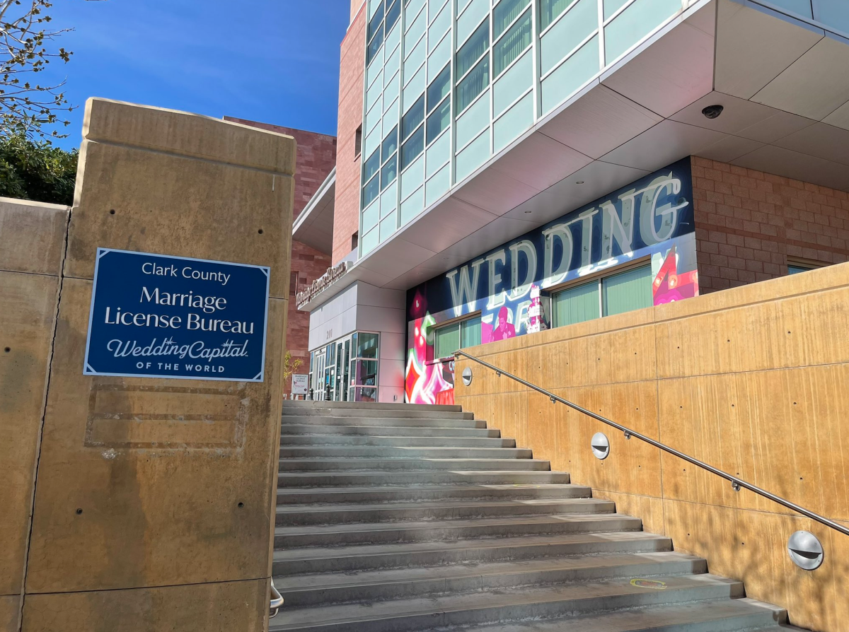 Outside of the Clark County Marriage License Bureau in Las Vegas, NV