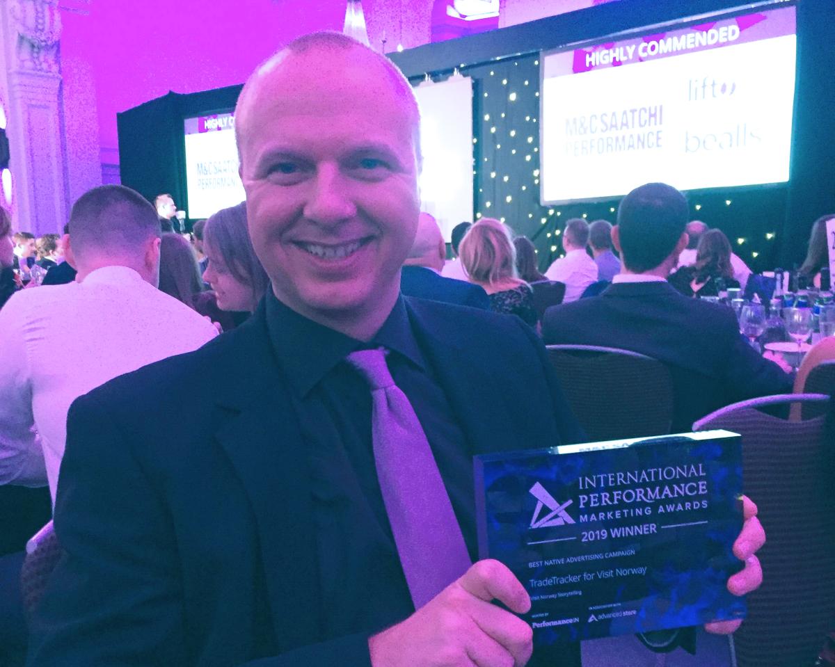 Kjetil Røed på prisutdelingen for International Performance Marketing Award 2019