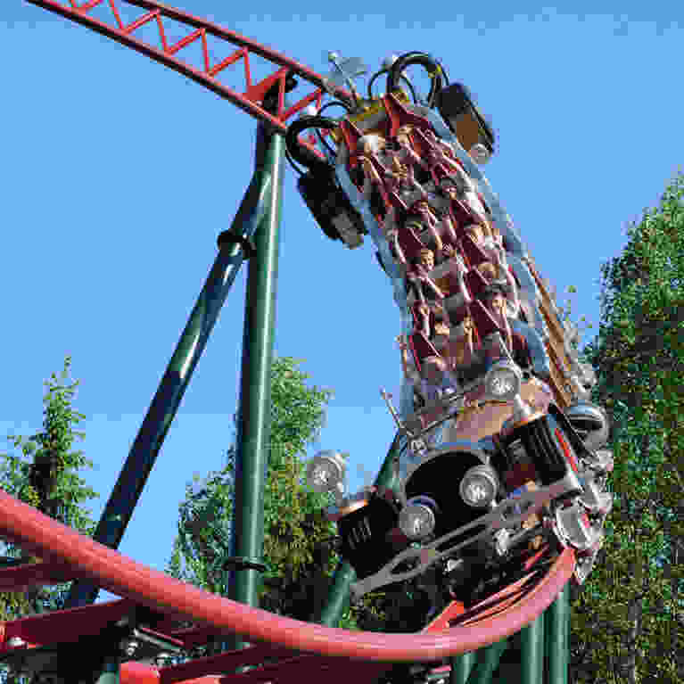 The rollercoaster Il Tempo Extra Gigante at Hunderfossen Adventure Park in Lillehammer, Norway