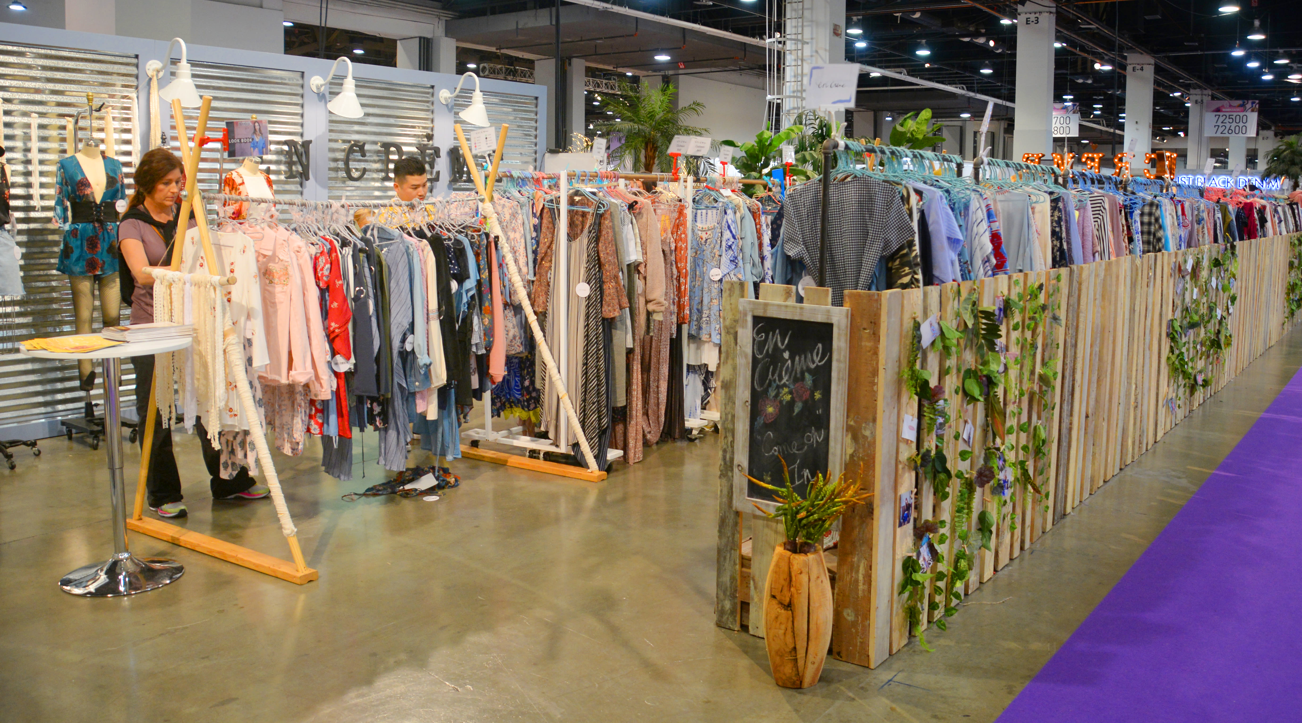 clothing racks at MAGIC Fashion Show in Las Vegas Convention Center