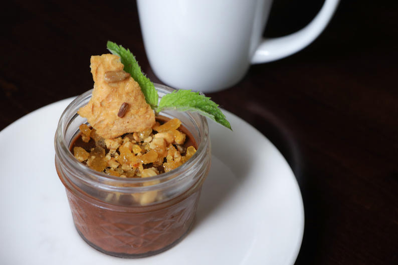 The Vegan Chocolate Pudding is a delicious dessert from the vegan/vegetarian menu at Grove.