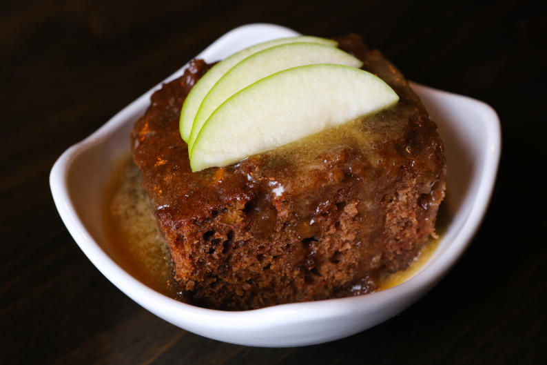 Vegans and non-vegans alike love the Apple Caramel Cake at SpeakEZ.