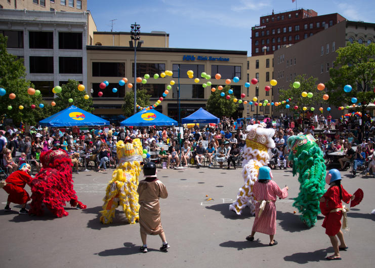Dragon Dance Performance at Asian Pacific Festival in Grand Rapids