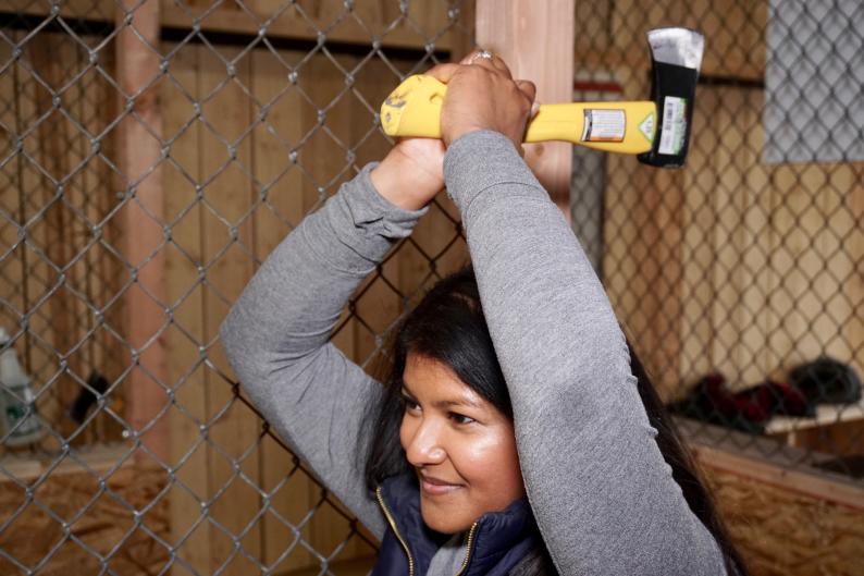 Axe throwing is an exciting, darts-like activity for anyone ages 14 and up - just don't forget to wear close-toed shoes.