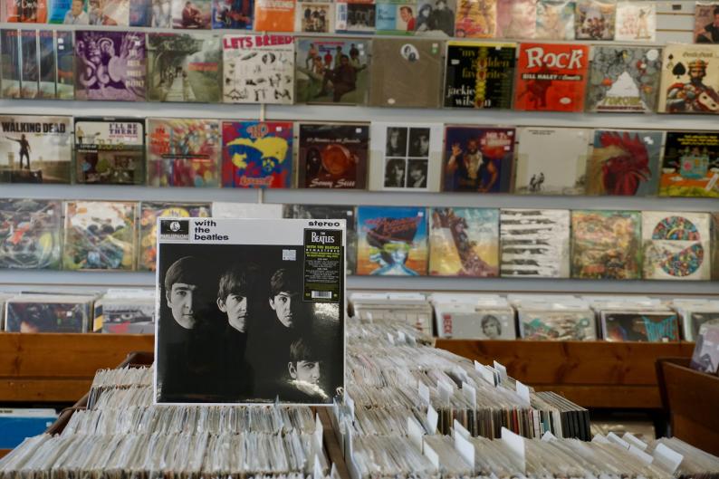 In addition to vinyl records, Corner Record Shop also sells equipment such as record players, replacement needles, and speakers.