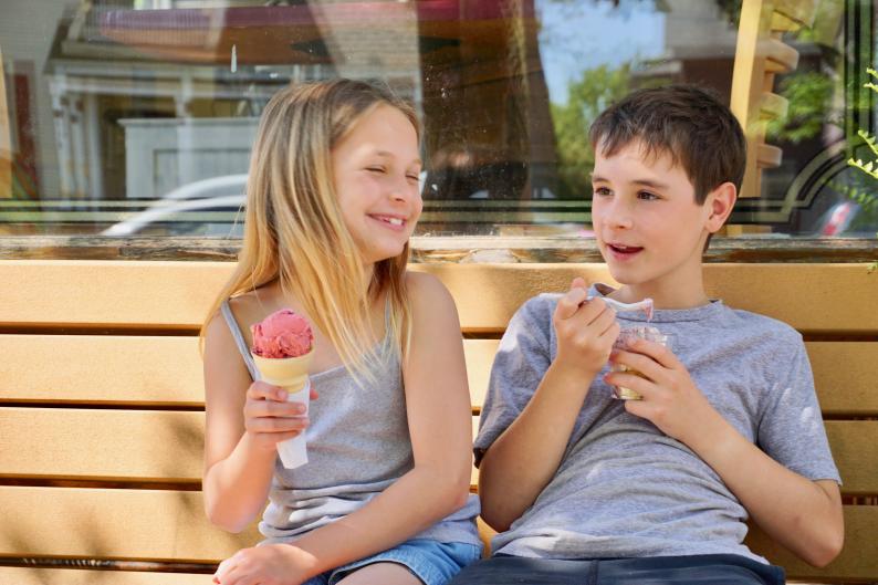Kids enjoying ice cream at The Parlor