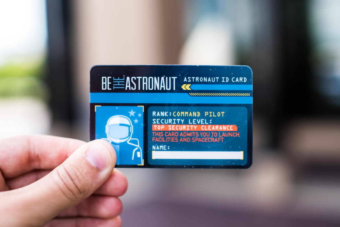 Step into the Command Pilot role as you experience the Be the Astronaut exhibit with your "astronaut ID card."