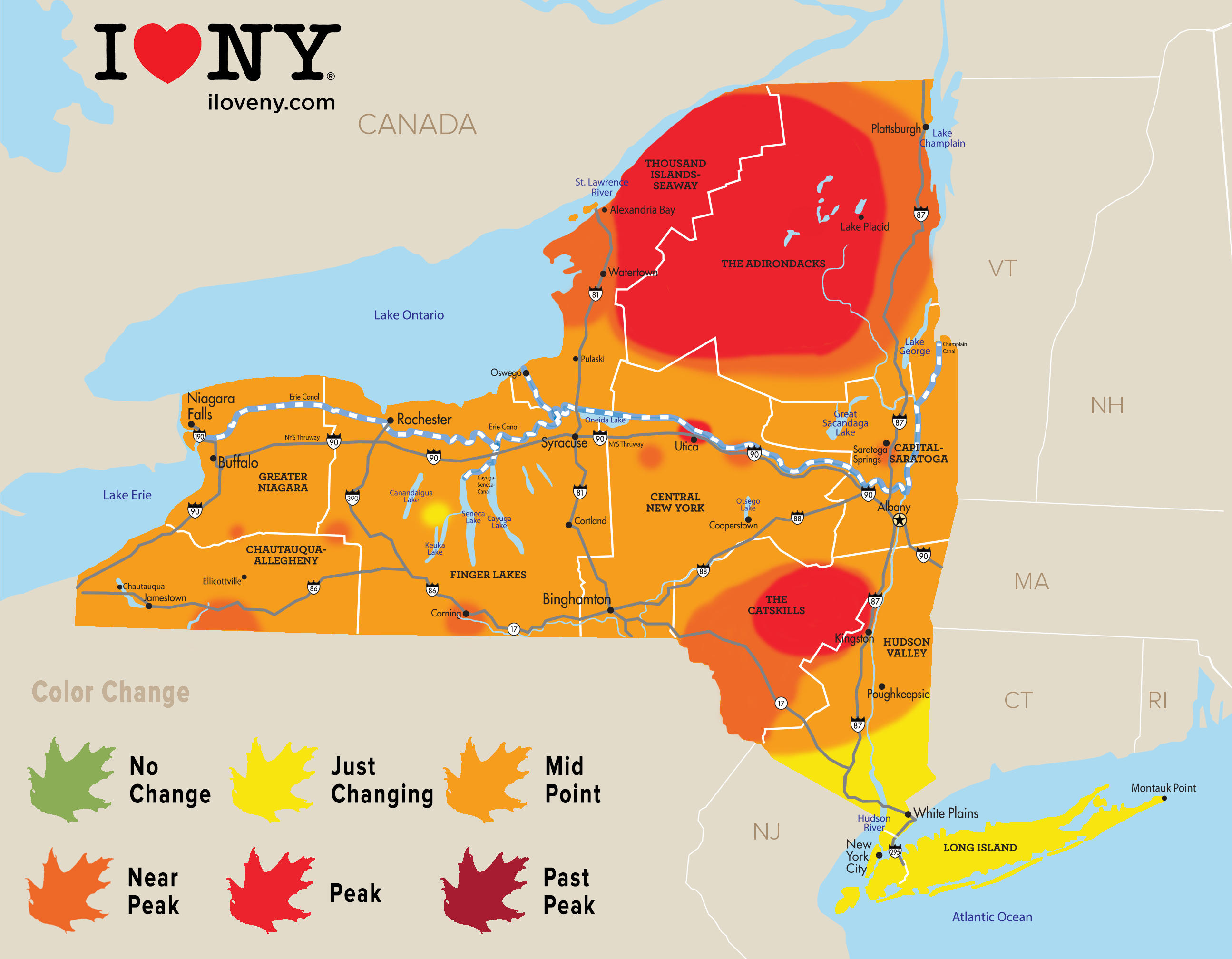 This Map Shows Exactly When All The Prettiest Fall Foliage In Ny Will
