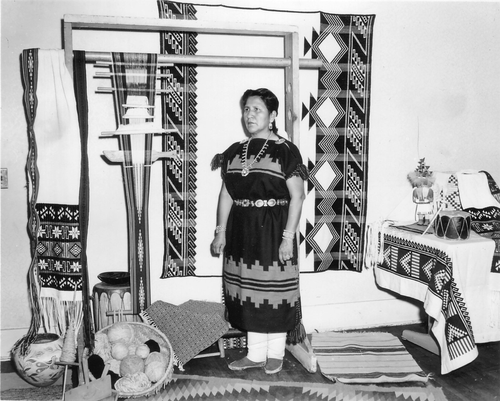 Katherine Mescal (Navajo) of the Tewa Weavers Shop; weaving instructor