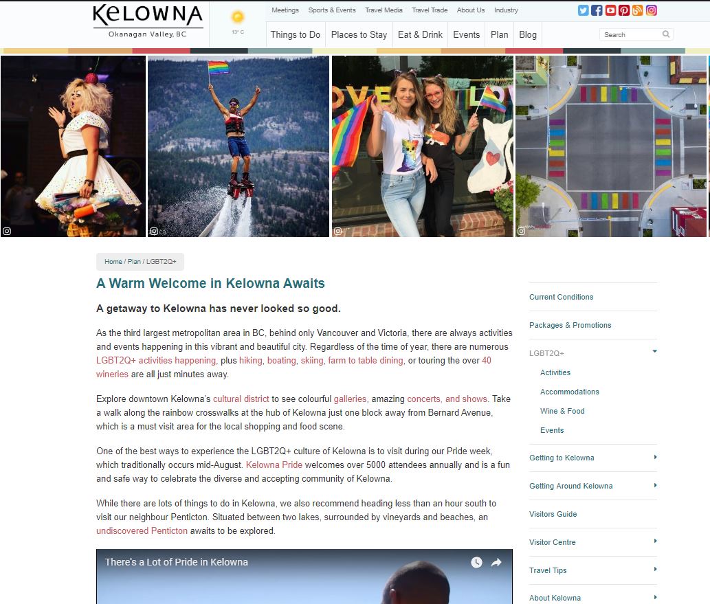 Photo of LGBT pages on Tourismkelowna.com