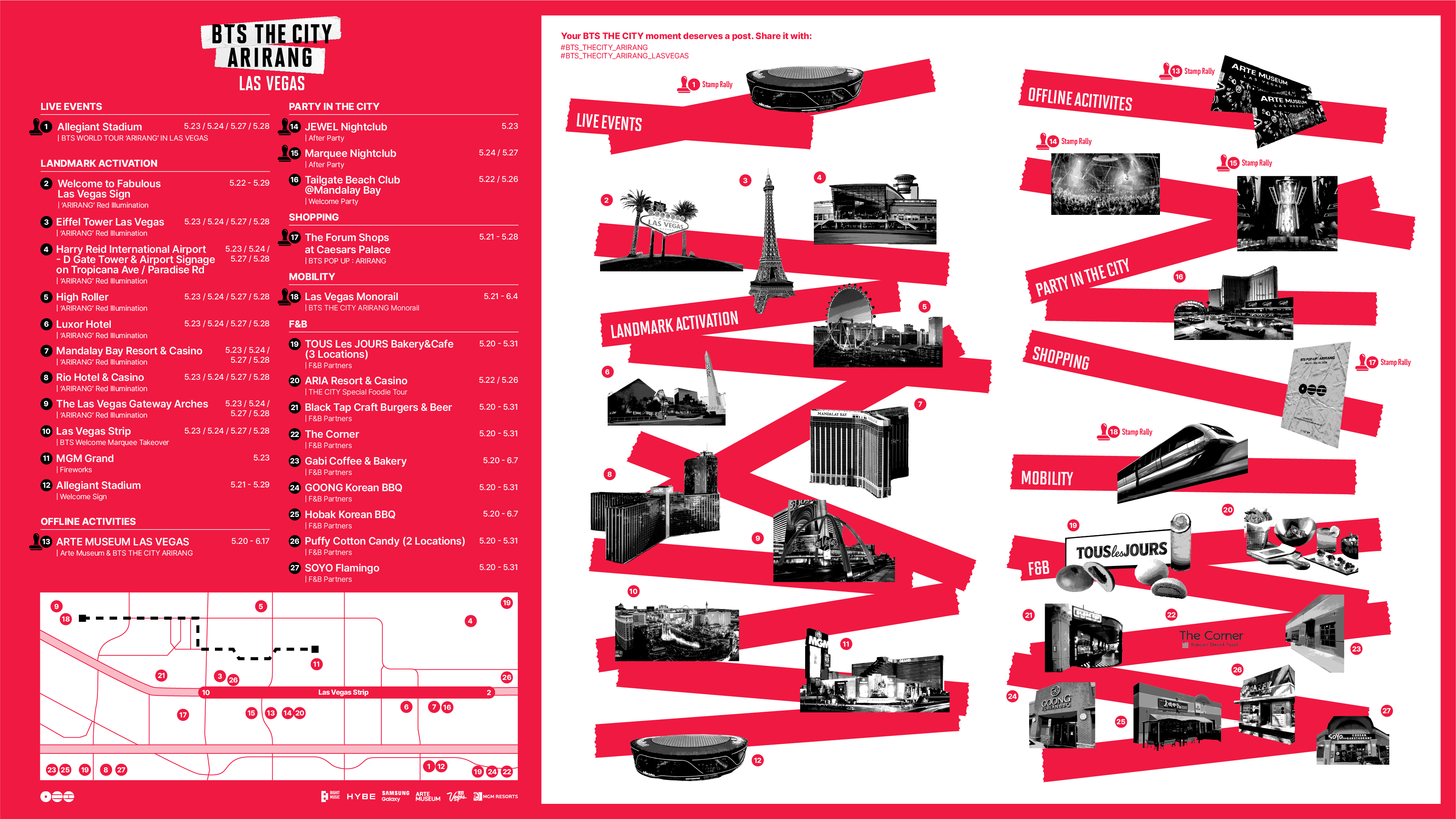 BTS THE CITY ARIRANG Las Vegas official event map