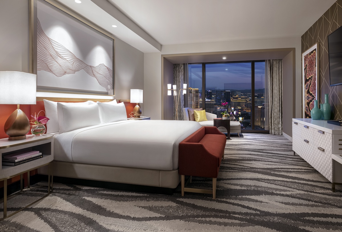 Luxury suite bedroom at Conrad Las Vegas at Resorts World