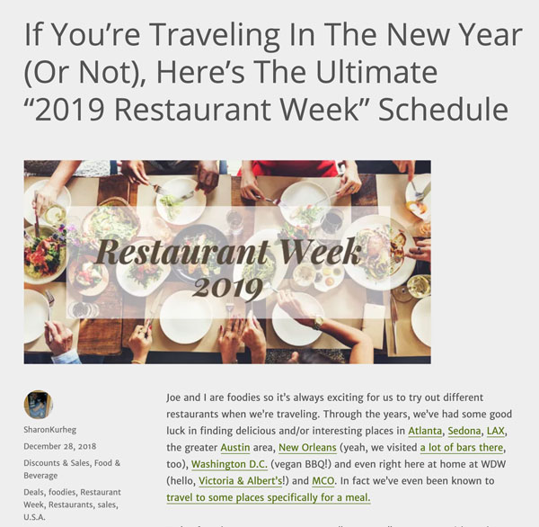 YMMV - 2019 Restaurant Weeks