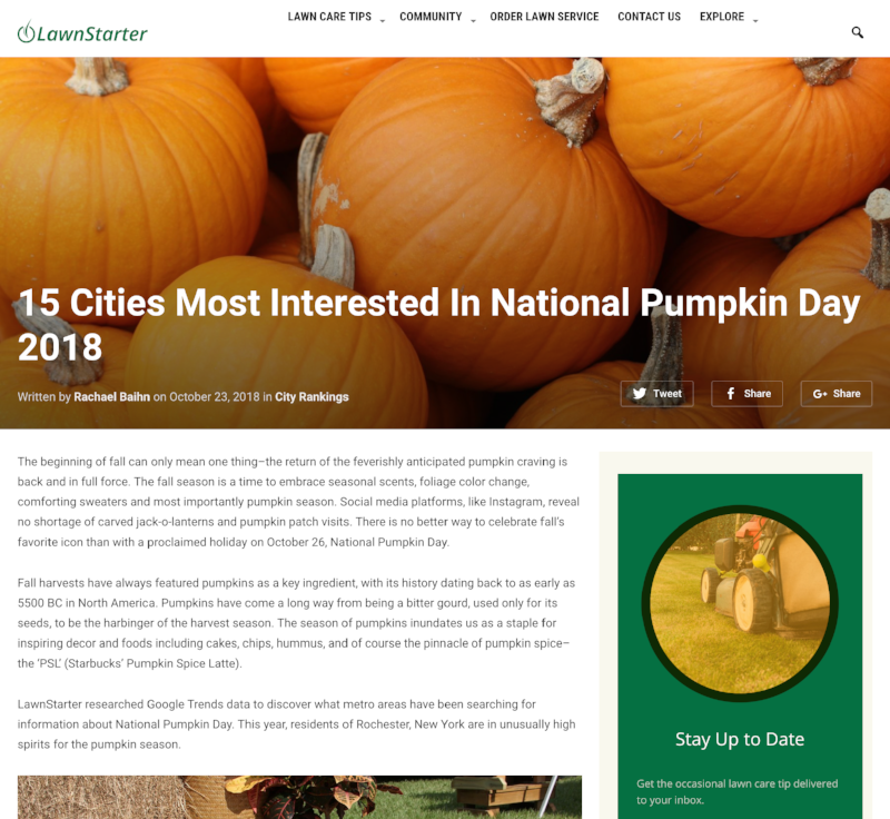 15 Cities Most Interested in National Pumpkin Day 2018