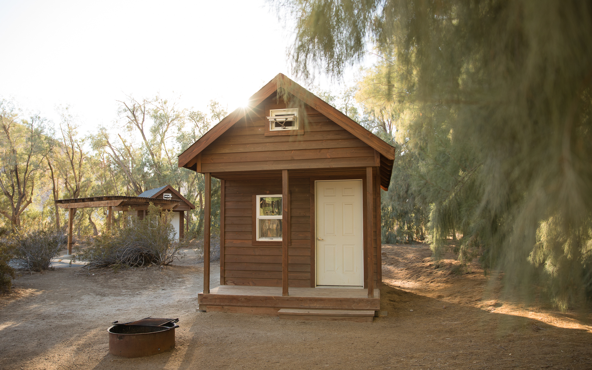 A cabin surrounded by trees at Tamarisk Grove Campground in Anza-Borrego Desert State Park
